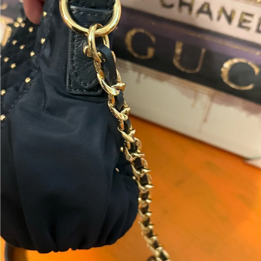 Juicy Couture Vintage Navy Quilted Studded Bag with Gold Accents EUC - Picture 6 of 12